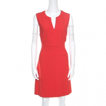 Pre Owned Diane Von Furstenberg Red Jersey Sleeveless Fleur Sheath Dress M