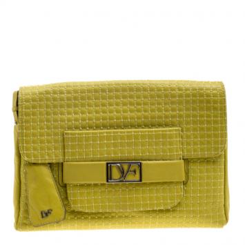 Pre Owned Diane Von Furstenberg Yellow Leather Mimosa Clutch