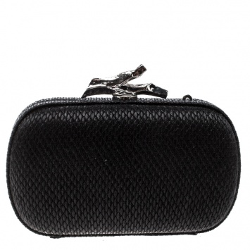Pre Owned Diane Von Furstenberg Black Raffia Small Lytton Clutch