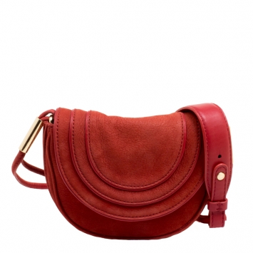 Pre Owned Diane Von Furstenberg Red Nubuck Leather Bullseye Crossbody Bag