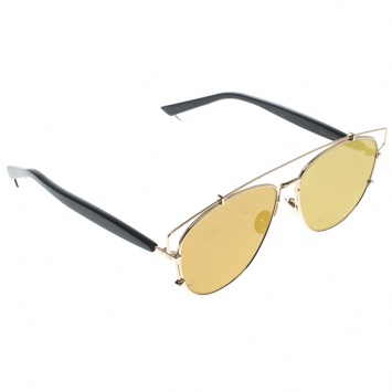 Pre Owned Dior Gold/Brown RHL 38 Technologic Aviator Sunglasses