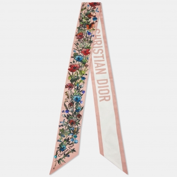 Pre Owned Christian Dior Pink D-Millefiori Mitzah Printed Silk Bandeau Scarf