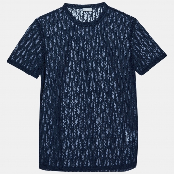 Dior Homme Navy Blue Oblique Jersey Sheer T-Shirt M