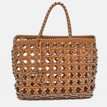 Pre Owned Dior Brown Woven Leather DiorCabas Tote 