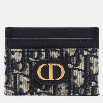 مملوكة مسبقًا Dior Blue Oblique Jacquard Canvas 30 Montaigne Freesia Card Holder