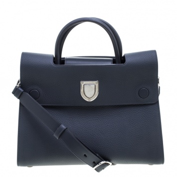 Pre Owned Dior Grey Leather Medium Diorever Bag