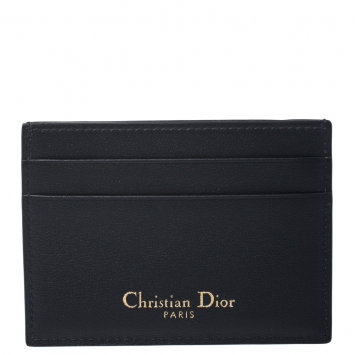 Pre Owned Dior Black Oblique Jacquard Canvas and Leather Card Holder