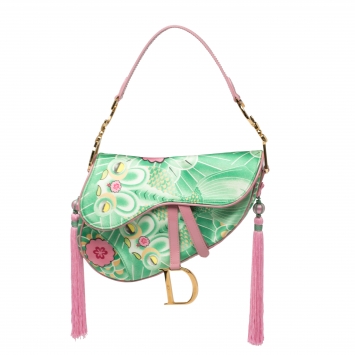 Pre Owned Dior Multicolor Printed Silk Limited Edition 0459 Koi Saddle Bag