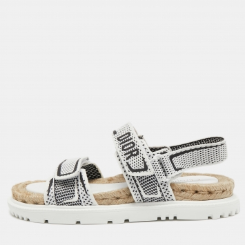 Pre Owned Dior White/Black Canvas DiorAct Sandals Size 39