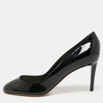 Pre Owned Dior Black Patent Leather Round Toe Pumps Size 42