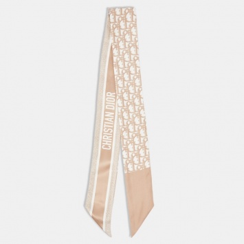 Pre Owned Dior Beige Oblique Silk Mitzah Scarf