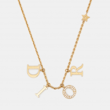 Pre Owned Dior Dio(r)evolution Crystal Gold Tone Necklace