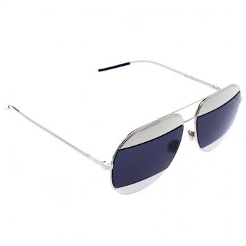Pre Owned Dior Blue/Silver 010KU  Split1 Aviator Sunglasses