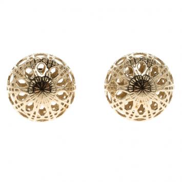 Pre Owned Dior Mise En Dior Cannage Gold Tone Tribales Earrings 