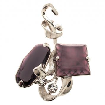 Pre Owned Dior Crystal Embellished Silver Tone Brooch