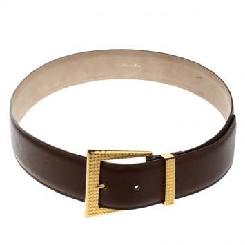 Pre Owned Dior Brown Textured Leather Belt 85 CM