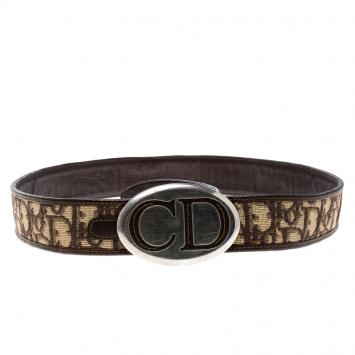 Pre Owned Dior Brown Canvas Diorissimo CD Buckle Belt 90cm