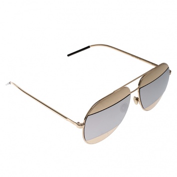 Pre Owned Dior Gold/Silver Mirrored 000DC Split 1 Aviator Sunglasses