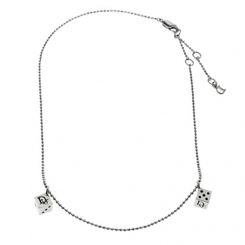 Pre Owned Dior Dice Charms Silver Tone Chain Necklace 
