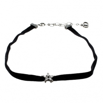 Pre Owned Dior D Porte-Bonheur Crystal Black Velvet Choker