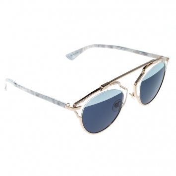 Pre Owned Dior Gold/Blue 1TL90 So Real Round Sunglasses