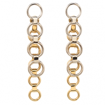 Pre Owned Dior Two Tone Metal Chain Link Dangle Earrings