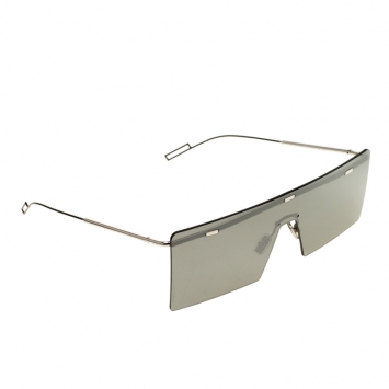 Pre Owned Dior Silver/Black Mirrored 0100T Hardior Square Shield Sunglasses
