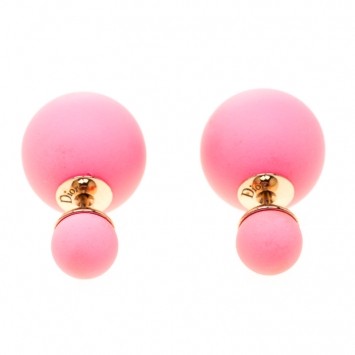 Pre Owned Dior Mise en Dior Tribales Coral Pink Stud Earrings