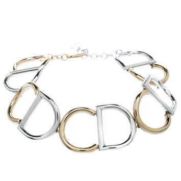 Pre Owned Dior Dual Tone Metal CD Link Choker