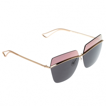 Pre Owned Christian Dior Gold/Black Rose Gold Mirrored Dior Metallic Square Sunglasses