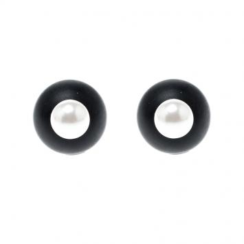 Pre Owned Dior Mise En Tribales Black Resin Faux Pearl Stud Earrings