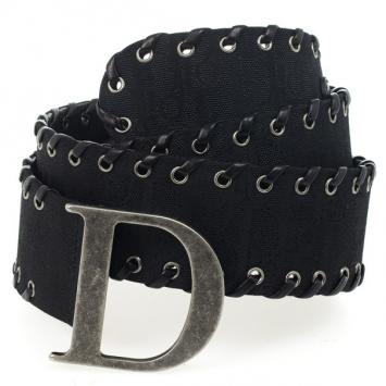 Pre Owned Christian Dior Monogram Black Leather Belt 94 CM
