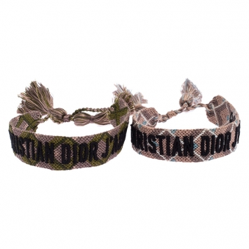 Pre Owned Dior J'adior Multicolor Woven Cotton Set of Two Adjustable Tassel Bracelets