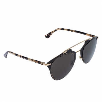 Pre Owned Dior Matte Grey and Pale Blonde Havana/ Grey Dior Reflected Aviator Sunglasses