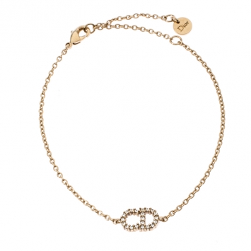 Pre Owned Dior Clair D Lune Crystal Gold Tone Bracelet