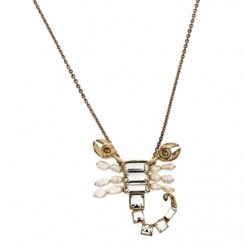 Pre Owned Dior Gold Tone Crystal Christian Me Zodiac Scorpion Pendant Necklace