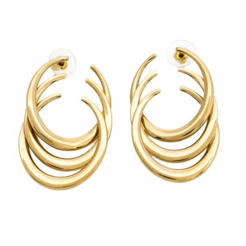 Pre Owned Dior C Motif Gold Tone Long Hoop Earrings