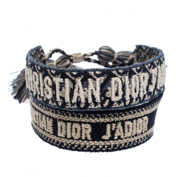 Pre Owned Dior J'adior Multicolor Woven Cotton Set of Two Adjustable Tassel Bracelets