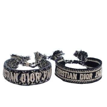 Pre Owned Dior J'adior Multicolor Woven Cotton Set of Two Adjustable Tassel Bracelets