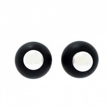 Pre Owned Dior Tribales Black Resin Faux Pearl Silver Tone Stud Earrings