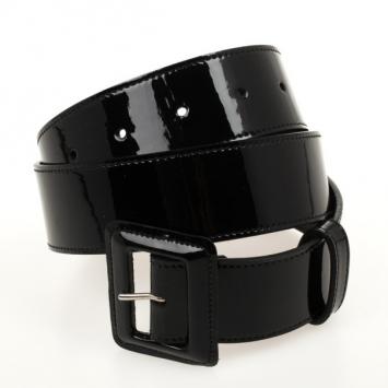 Pre Owned Christian Dior Black Patent Womens Belt 81 CM
