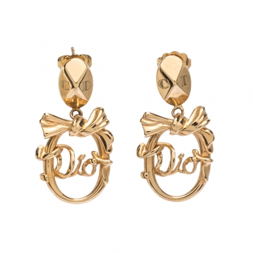 Pre Owned Dior Gold Tone Iconic French Bow Earrings