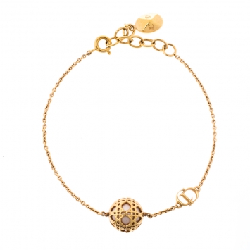 Pre Owned Dior Secret Cannage Faux Pearl Gold Tone Bracelet