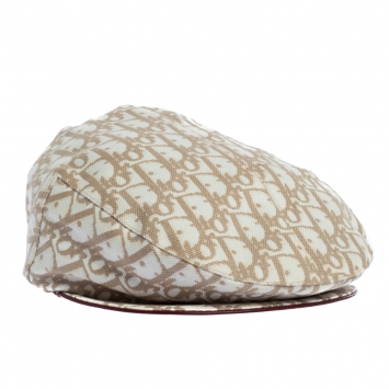 Pre Owned Dior Beige Charms Trim Diorissimo Paper Boy Beret Hat