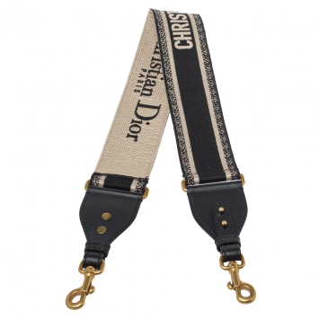 Pre Owned Dior Black Logo Embroidered Canvas Book Shoulder Strap