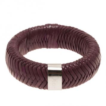 Pre Owned Dior Leather Purple Bangle 19CM