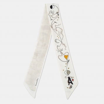 مملوكة مسبقًا Dior Cream Printed Silk Bandeau Scarf
