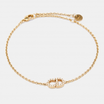 Pre Owned Dior Gold Tone Crystal Clair D Lune Bracelet 