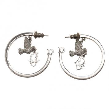 Pre Owned Dior Crystal Hoop Earrings