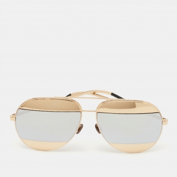 Pre Owned Dior Gold/Silver Split 000DC Aviator Sunglasses